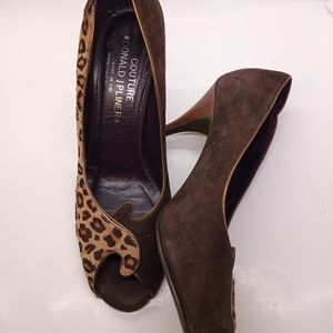 Vintage Donald J Pliner Leopard & Brown Suede heel